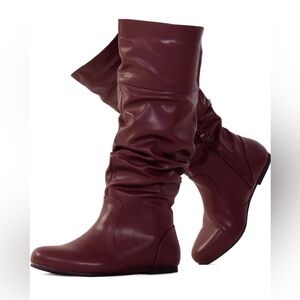 Wine PU women’s boots, sz 9